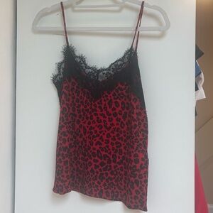 Zara Red and Black Embellished Camisole Top